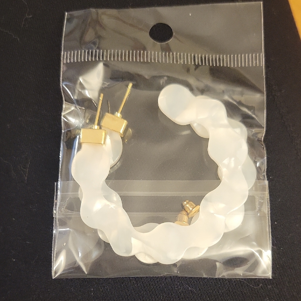 White Hoop Earrings
